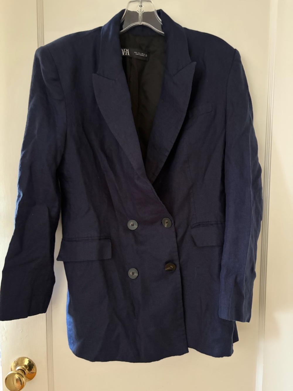 Zara Navy Double-Breasted Women's Blazer